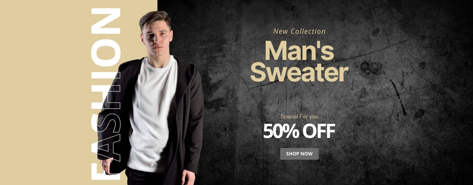 Creamy Black Clean Men's Fashion Landscape Banner (1)